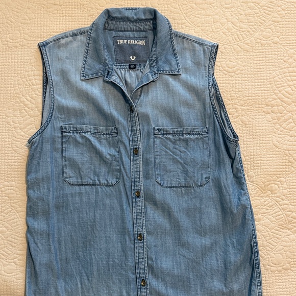 True Religion Sleeveless Blue Denim Dress - Picture 6 of 9